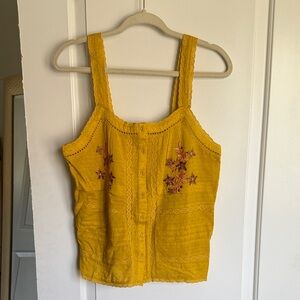 Sundance Yellow Embroidered Button-Front Camisole